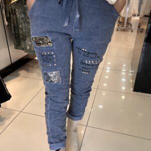 salaş pantolon taş detaylı kadın pantolon