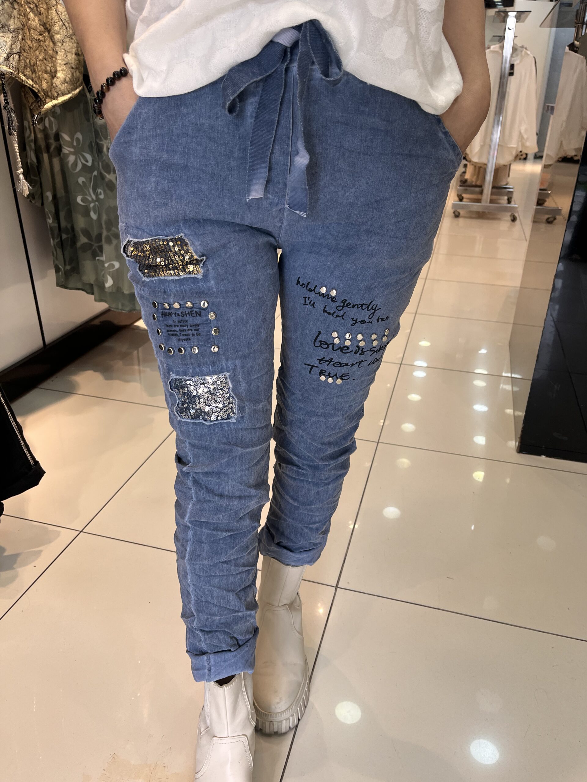 salaş pantolon taş detaylı kadın pantolon