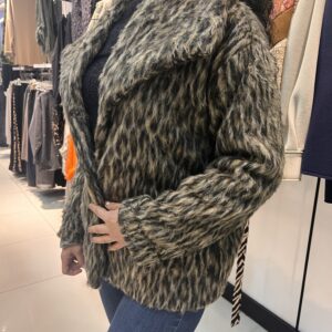 uni kürk leopar desen kısa kadın kaban – Entari Butik
